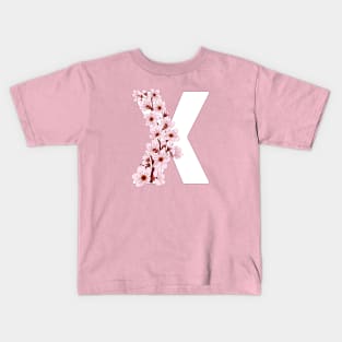 Colorful capital letter X patterned with sakura twig Kids T-Shirt